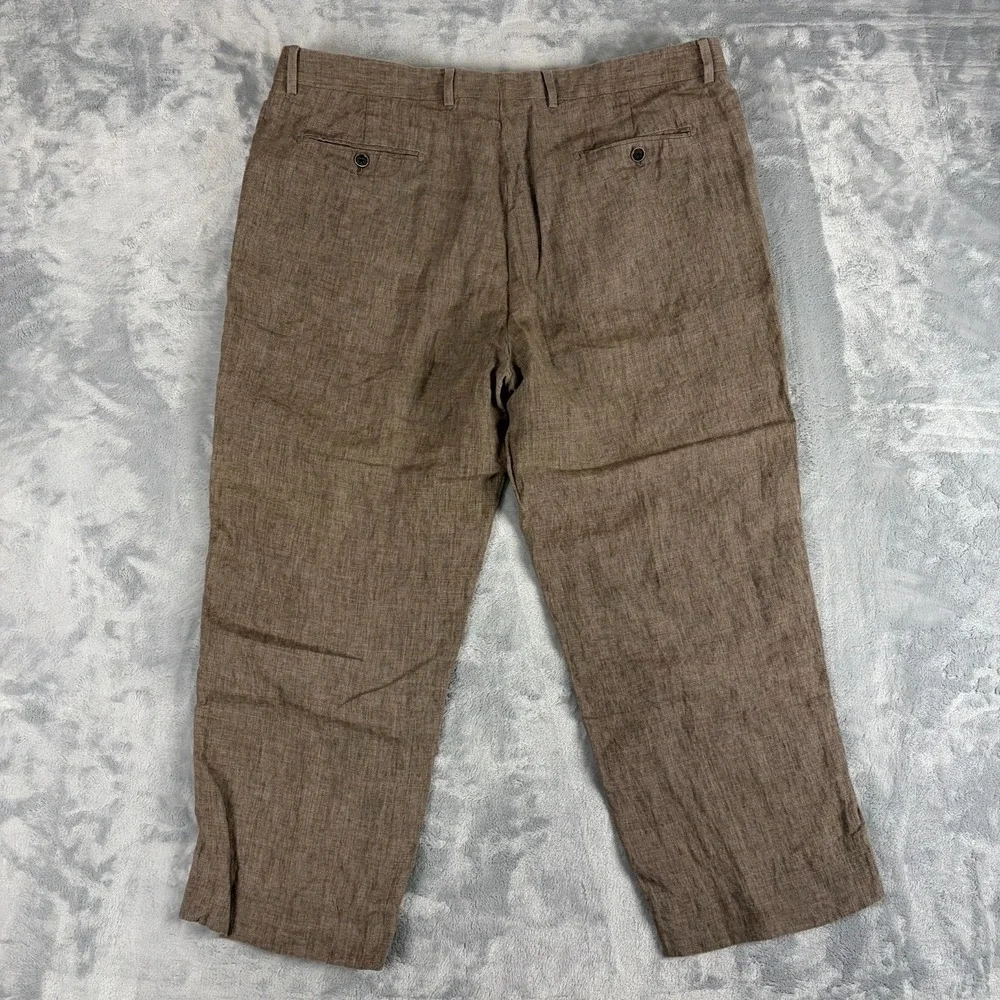 Joseph Abboud Pants Men 40x25 Brown Linen Capritex Leomaster Italian Trousers